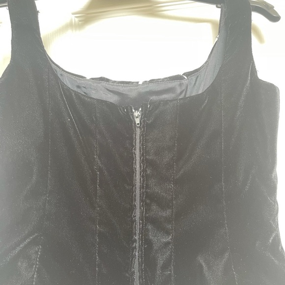 90s Zum Zum by Niki Livas velvet corset-look gown — black bodice tulle skirt - Picture 5 of 13